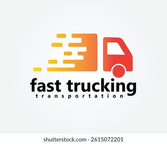creative logistic truck logo, truck box with fast icon, logo design inspiration
