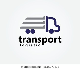 creative logistic truck logo, striped truck, logo design inspiration