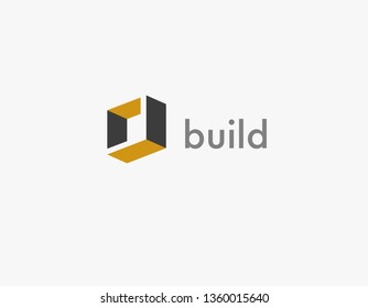 Creative logo abstract 3d cube for construction company