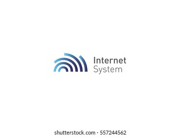 Creative logo, abstract rounded geometric lines, internet system