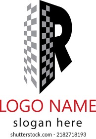 Logo creativo del alfabeto 'R' para una empresa de construcción, casa, propiedad inmobiliaria y construcción. se puede utilizar para la marca