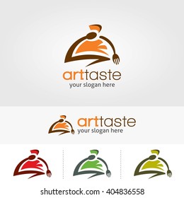Creative Logo Art Taste Restaurant Template Design.  Vector Illustration With Flat Style Design