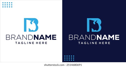 Creative Logo B Bison Monograma, Inspiración de diseño, Ilustración, Vector