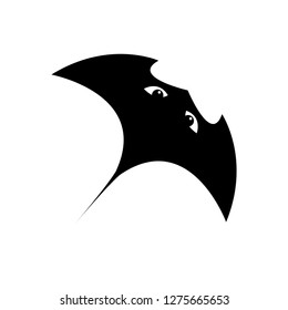 Creative logo of a black manta, vector isolated illustration