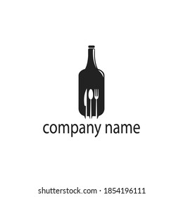 Botella de logotipo creativo e ilustración de cubertería plantilla de diseño abstracto vector