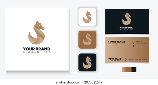 Creative logo and brand identity vector illustration with icon and business card design