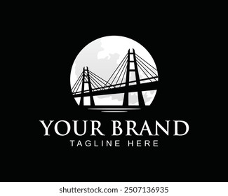 Logotipo creativo de una forma de puente con un fondo de luna