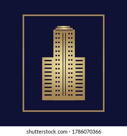creative logo building city background estate symbol gold luxury