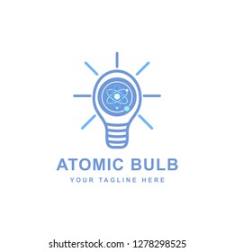 creative logo bulb and atomic nucleus