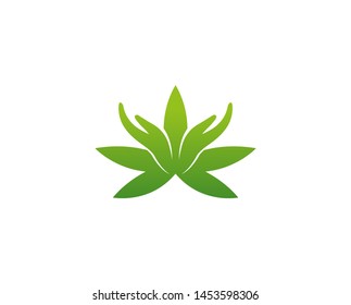 Creative Logo Cannabis hands Design Vector Symbol Illustration
