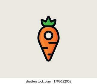 Logo creativo de la ubicación del punto de zanahoria
