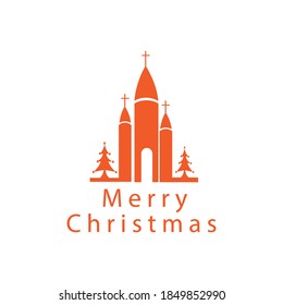 Creative logo. Christmas symbol. Color illustration of a place of worship