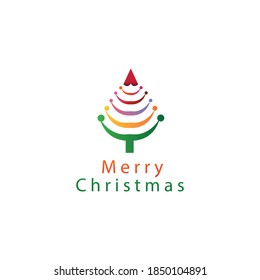 Creative logo Christmas symbol illustration of a tree with color vector design religious symbol of my day concept