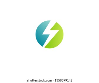 Creative Logo circle and lightning icon eco electricity