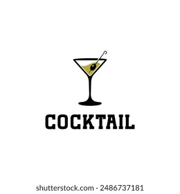 Creative logo cocktail glass vector illustration
