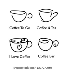 Creative logo for coffee shop, coffee bar in outline style. Vector illustration