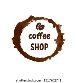 Creative logo for coffee shop with printed lettering and brown coca beans