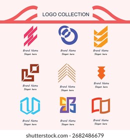 Creative Logo Collection Displaying Various Abstract Designs for Branding and Corporate Identity with Modern Shapes and Colors