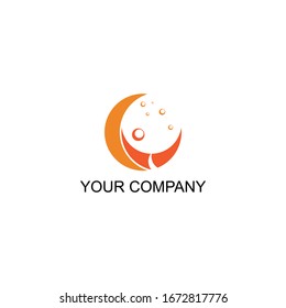 a creative logo combined with salmon and moon modern icon design vector