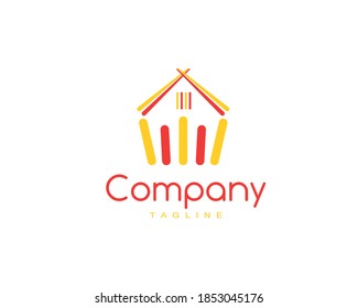 Creative logo combines noodles and a house or restaurant. Suitable for noodle business or other food restaurants.