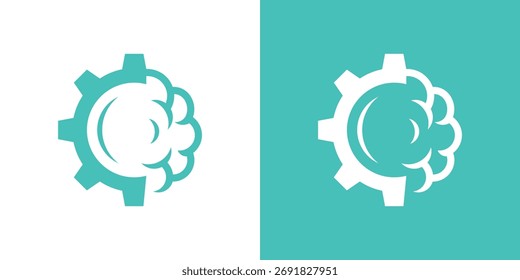 Un logo creativo que combina cerebro y equipo, simbolizando inteligencia, tecnología e innovación. Diseñado en un estilo plano minimalista moderno con líneas limpias y composición equilibrada.