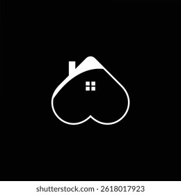 A creative logo combining a house and love symbol, perfect for real estate, home services, or family-focused brands conveying warmth and comfort.