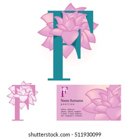 Creative logo for the company's corporate identity: a flower in the letter f, floral, feminine, eco-friendly style