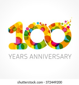 Creative logo concept of 100th anniversary congrats yellow colouerd, positive pattern. Isolated abstract graphic design template. Top 100, 0, or 1st place, Age congratulation. 100% decorative sign. svg