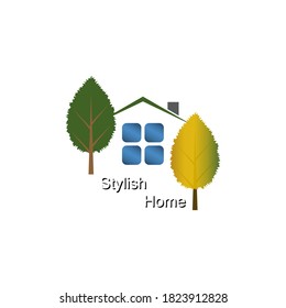 El concepto de logo creativo para una casa moderna y elegante. Ilustración vectorial.