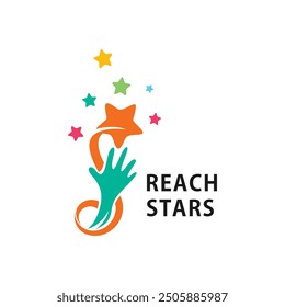 Creative logo concept of hand reach dream with star decoration