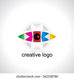creative logo concept idea with colorful eye 