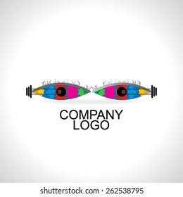 creative logo concept idea colorful eye with bulb 