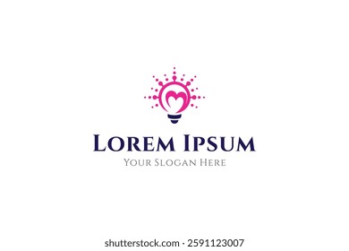 Creative logo concept of a light bulb with a heart shape inside