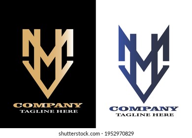 Creative logo concept made with a combination of letter M V H and shield shapes.