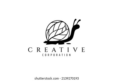 Creative logo concept of a snail with leaves.
