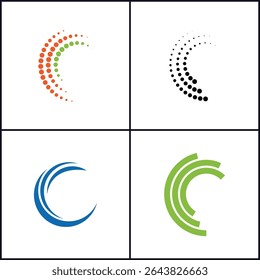 Creative Logo Concepts with Circular and Wave-like Elements, Half tone effect
