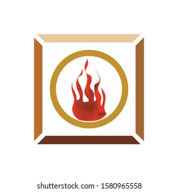 Creative logo contain Fire in circle in square