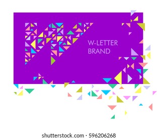 Creative logo for the corporate identity of the company: the letter W. The letter is made up of bright parts, triangles. A mosaic letter, a kaleidoscope. Modern style.
