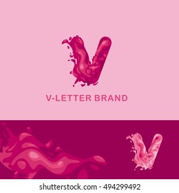 Creative logo corporate identity: liquid letter v