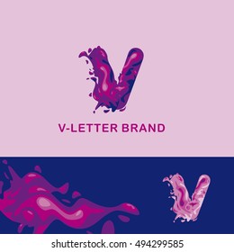 Creative logo corporate identity: liquid letter v