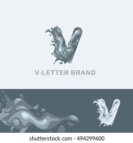 Creative logo corporate identity: liquid letter v