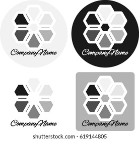Creative logo design, abstract unique symbol in black and white colors in four options with outline