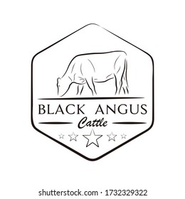 Creative logo design for angus cattle farm vintage emblem template design illustration