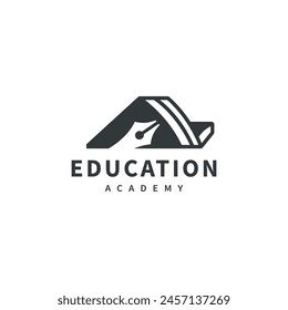 creative logo design with book and pen illustration for university or academy 2