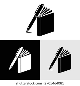 Creative logo design with book and pen illustration
