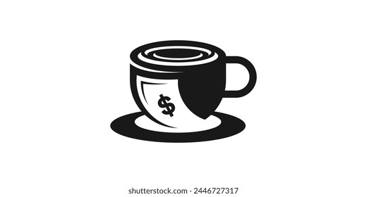 diseño creativo del logotipo para el café y el dinero, pago, bebida, efectivo, icono de la Plantilla del diseño del logotipo, Vector, símbolo, idea creativa.