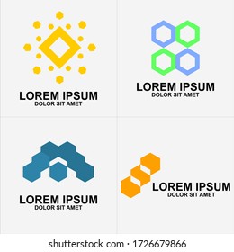 creative logo design. colorful logo. dot logo. rectangle. hexagon. company logo. logo for shop. simple logo. logo to make your product more attractive.