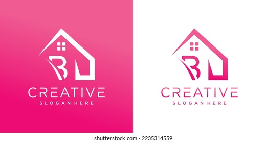 Creative logo design with combination home and letter Premium Vector