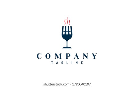 Creative logo design from a combination of wine glasses, forks, cigarettes and smoke