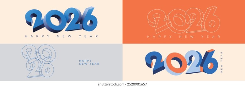 Kreatives Logo-Design-Konzept für das neue Jahr 2026 Logo-Design-Nummer des neuen Jahres 2026 für das neue Jahr Symbol, Kalender, Cover, Flyer, Banner, Karte und Social-Media-Postvorlage